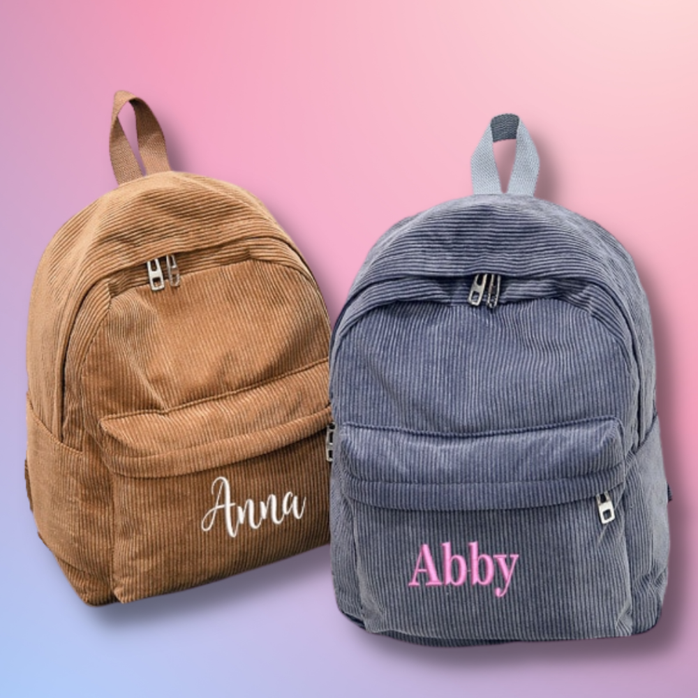 'BagPops' - Κοτλέ Σακίδιο Πλάτης (Backpack) με Εξατομικευμένο Όνομα