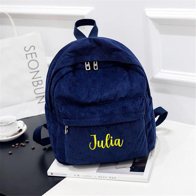 'BagPops' - Κοτλέ Σακίδιο Πλάτης (Backpack) με Εξατομικευμένο Όνομα